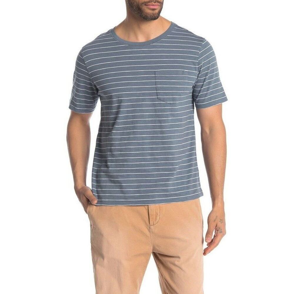 Joe Fresh Men's Gray Striped Cotton Knit Casual Pocket Slub T-Shirt Size 2XL